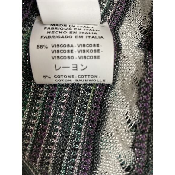 M Missoni Cardigan Sweater Open Draped Metallic Aqua Blue Scarf Striped … - Picture 7 of 9